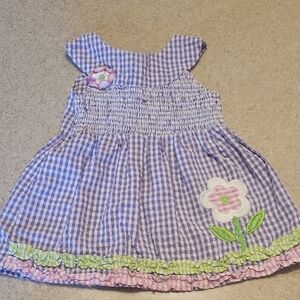 Real Love Purple Gingham Kids Dress with Floral Accents SIZE 24 Months